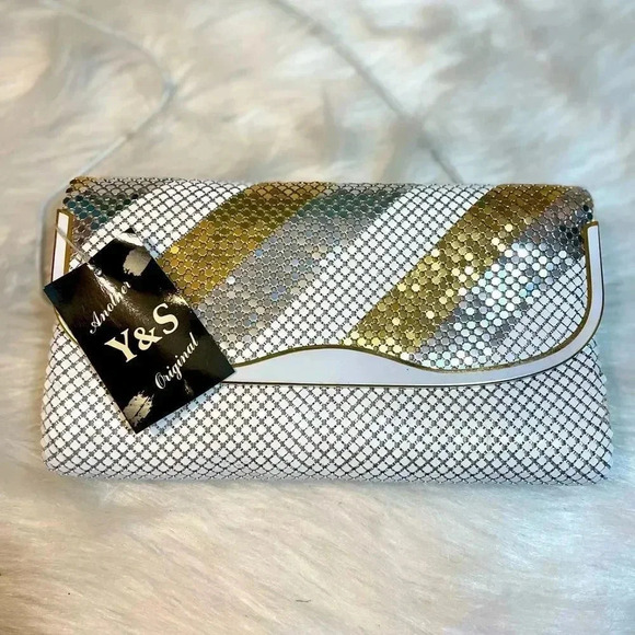 Vintage Handbags - Vintage DEADSTOCK Another Y&S Original Metallic Mesh/Chainmail Crossbody Clutch